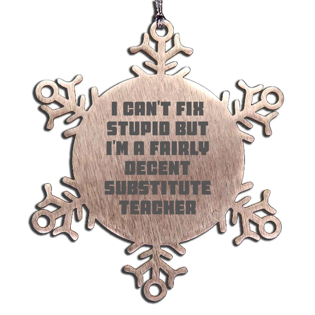 Substitute Teacher Snowflake Ornament Can't Fix Stupid Gift - Mallard Moon