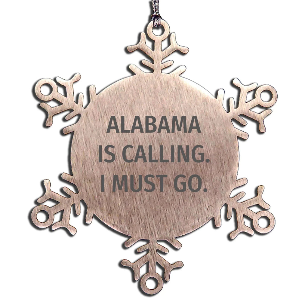 Alabama Pride Snowflake Ornament - Durable Stainless Steel Shatterproof Design With Inspirational Quote