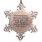 Funny Veterinarian Snowflake Ornament Christmas Decorations, Stainless Steel Shatterproof - Veterinarian Because Classy Sassy And A Bit Bad Assy Is Not An Official Job Title