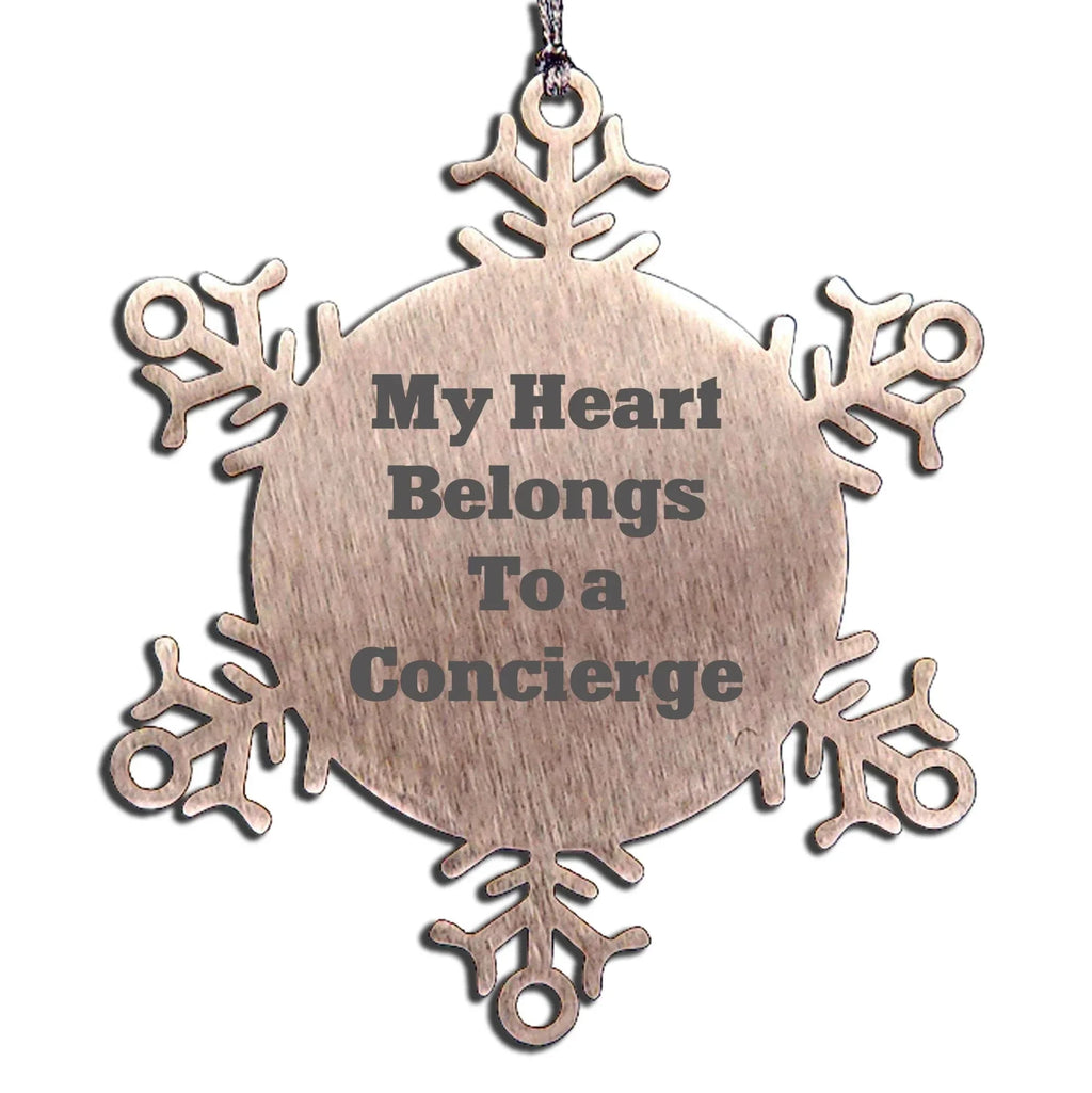Funny Concierge Gifts - 'My Heart Belongs To A Concierge' Snowflake Ornament, Gifts from Friends, Gifts for Concierge