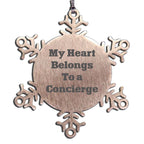 Funny Concierge Gifts - 'My Heart Belongs To A Concierge' Snowflake Ornament, Gifts from Friends, Gifts for Concierge