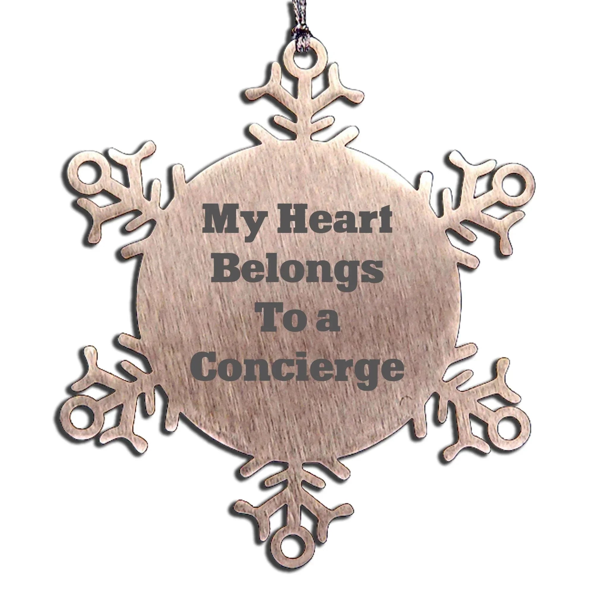Funny Concierge Gifts - 'My Heart Belongs To A Concierge' Snowflake Ornament, Gifts from Friends, Gifts for Concierge