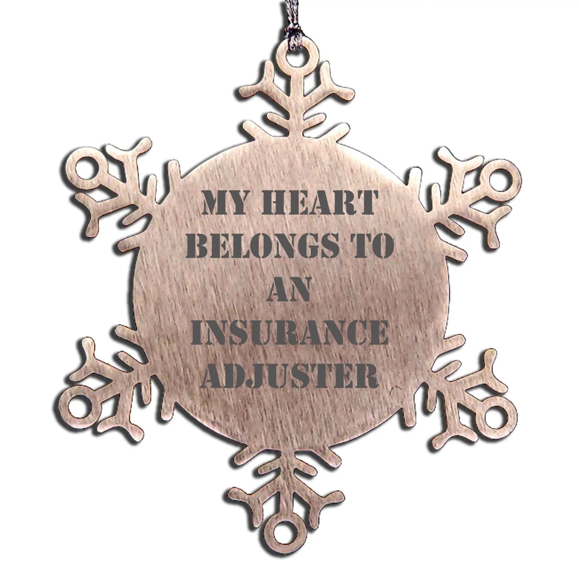 Insurance Adjuster Snowflake Christmas Ornament - My Heart Belongs To An Insurance Adjuster