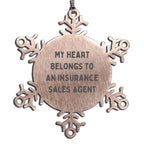 Funny Insurance Sales Agent Snowflake Christmas Ornament - My Heart Belongs To An Insurance Sales Agent