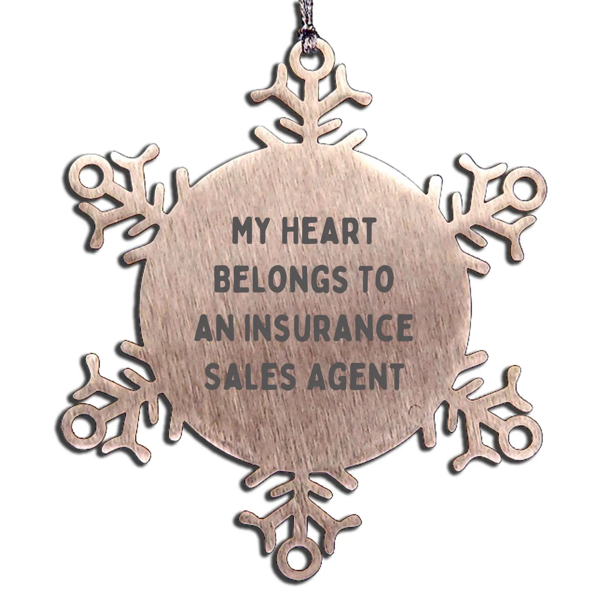 Funny Insurance Sales Agent Snowflake Christmas Ornament - My Heart Belongs To An Insurance Sales Agent