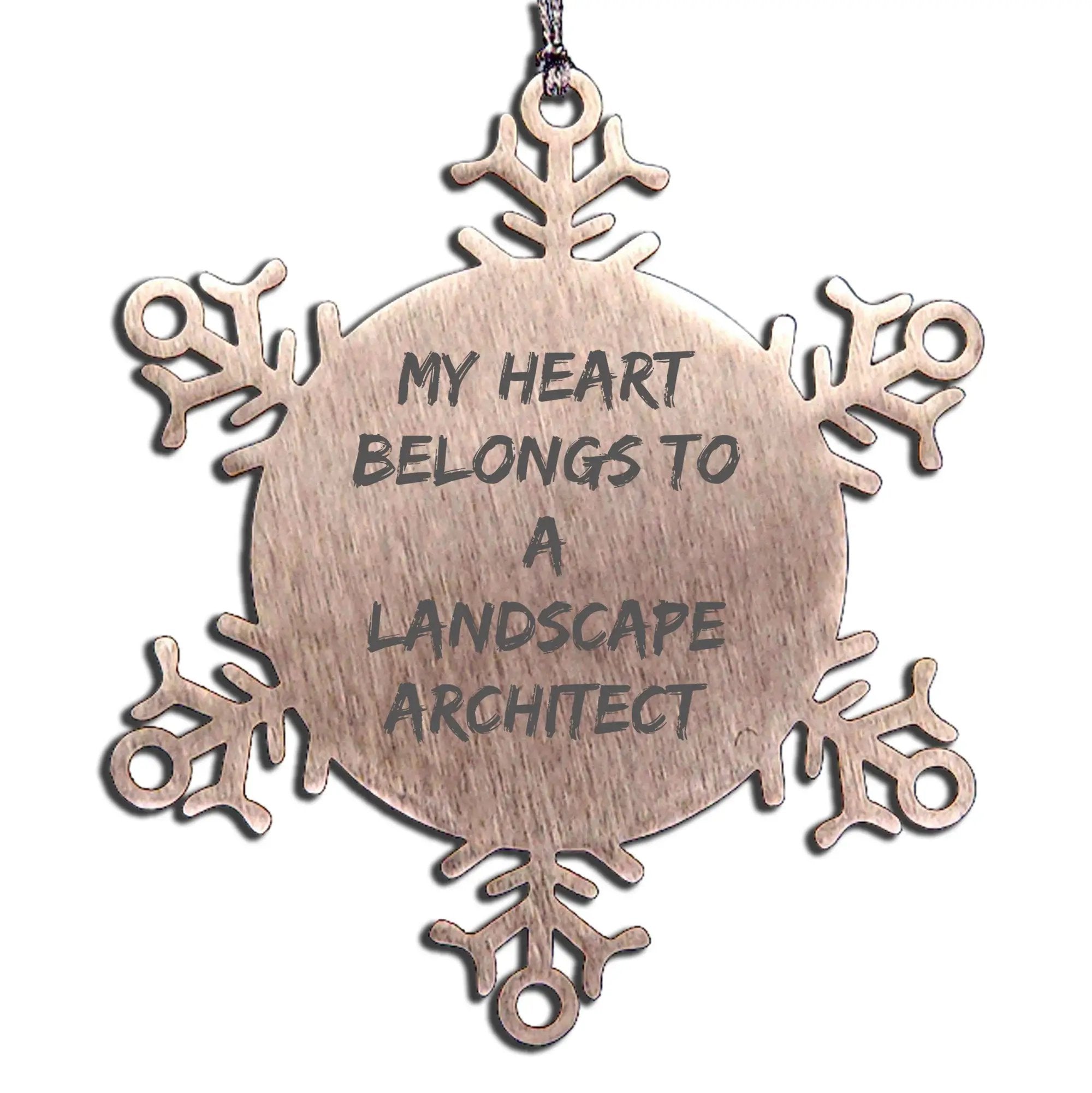 Funny Landscape Architect Snowflake Christmas Ornament My Heart Belongs To A Landscape Architect