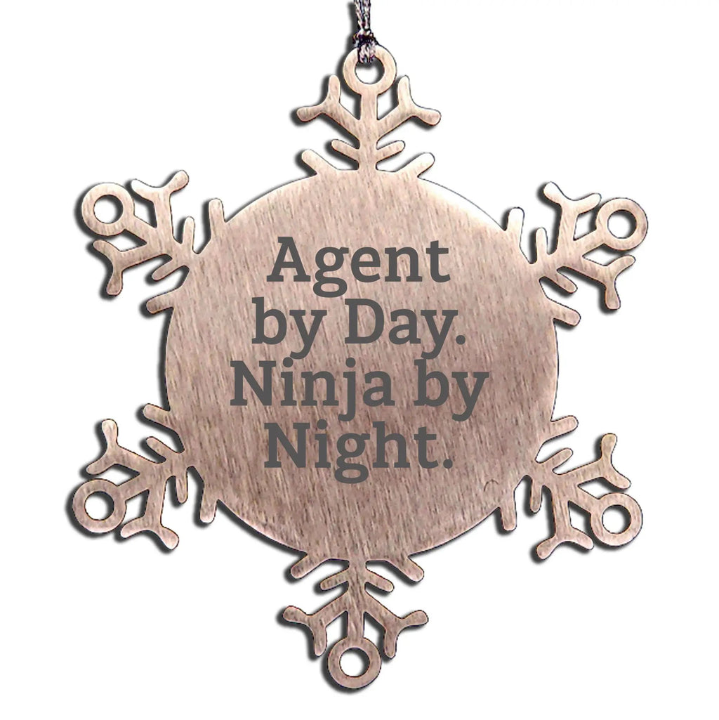 Agent Snowflake Ornament Gifts for Men, Women, Coworkers, Family - Funny Agent By Day Ninja By Night Christmas Unique Tokens