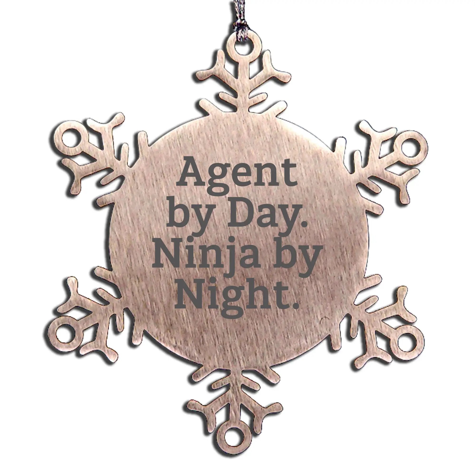 Agent Snowflake Ornament Gifts for Men, Women, Coworkers, Family - Funny Agent By Day Ninja By Night Christmas Unique Tokens