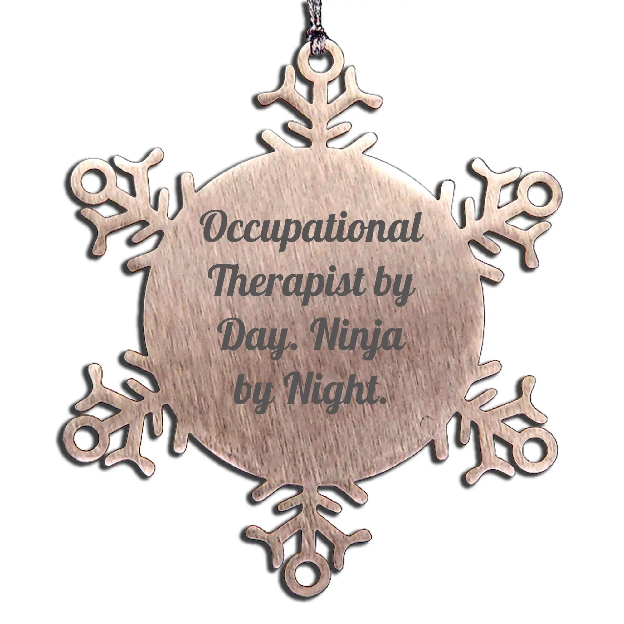 Funny Occupational Therapist Gifts by Day, Ninja by Night Snowflake Ornament, Unique Christmas Unique Gift for Occupational Therapist Friends and Family