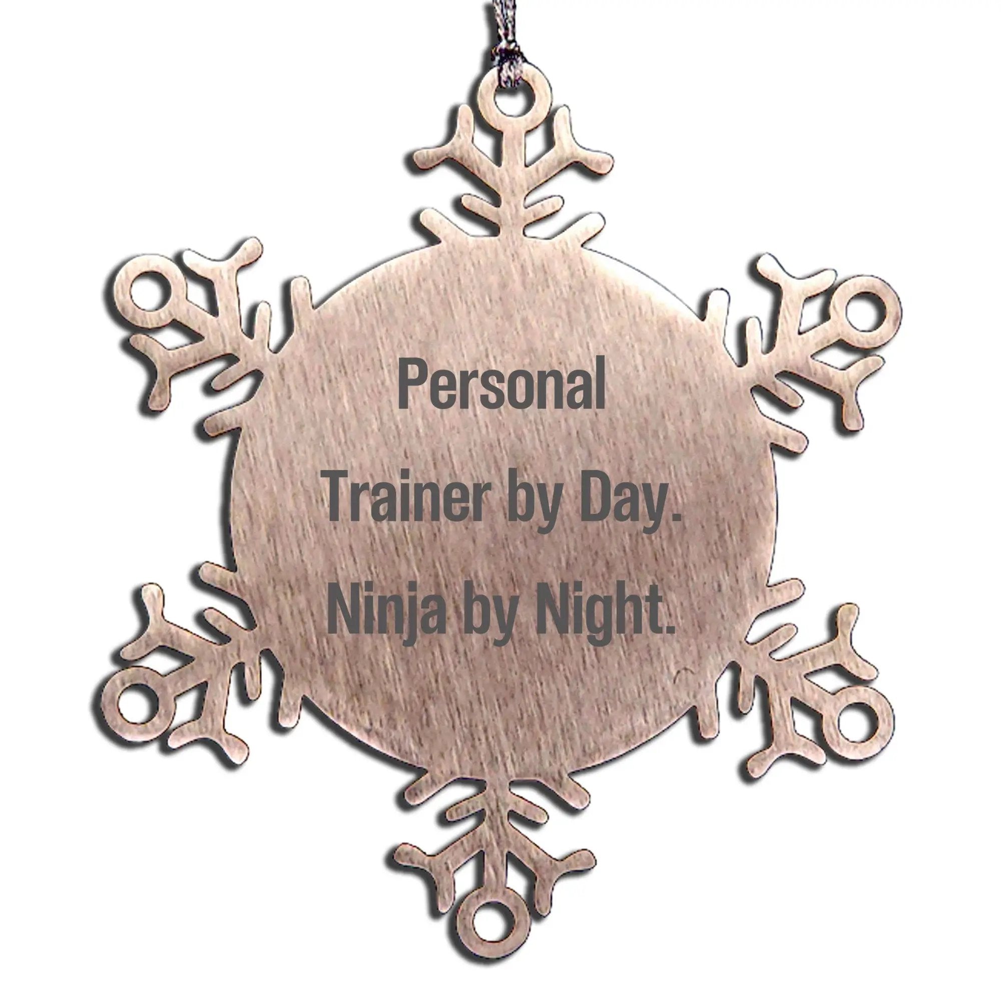 Funny Personal Trainer Gifts for Men by Day, Ninja by Night Snowflake Ornament, Stainless Steel