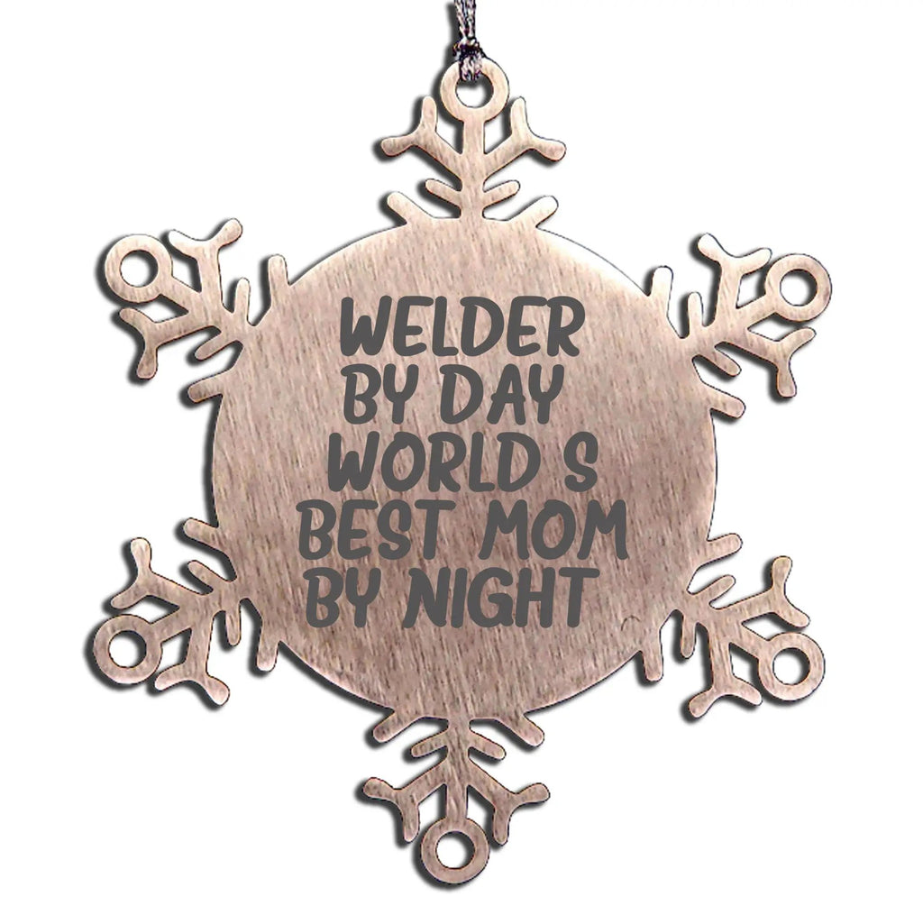 Christmas Unique Gifts for Dad Welder By Day World's Best Mom By Night Snowflake Ornament - Mallard Moon