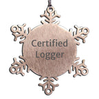 Funny Logger Snowflake Ornament Gifts from Family for Logger Men's Christmas Unique - Mallard Moon