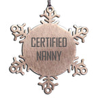 Funny Quotes for Nanny Christmas Unique Gifts from Family, Unique Snowflake Ornament for Nanny, Nanny Certified, Stainless Steel Snowflake Ornament for Nanny - Mallard Moon