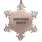 Funny Certified Aunty Christmas Snowflake Ornament Quote - Mallard Moon
