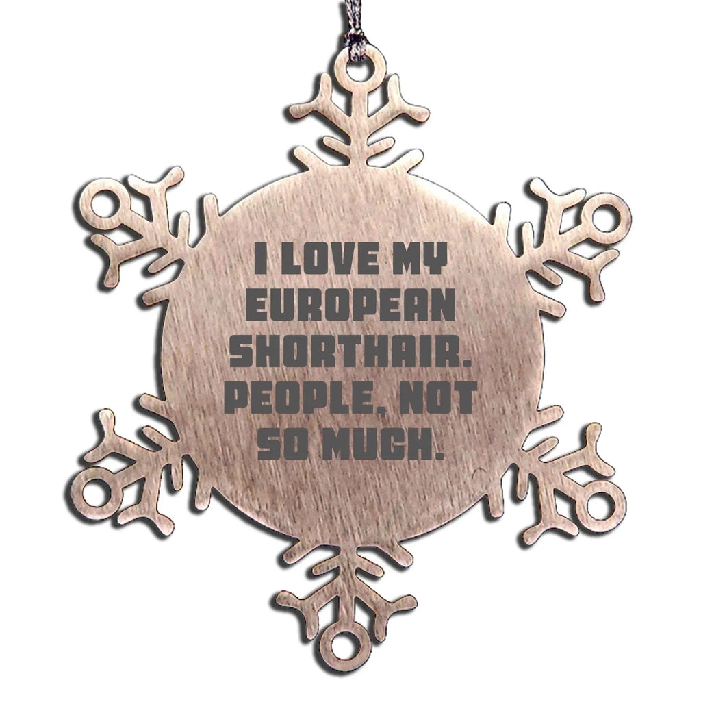 European Shorthair Cat Gifts, Snowflake Ornament, Funny Quote, Christmas Unique