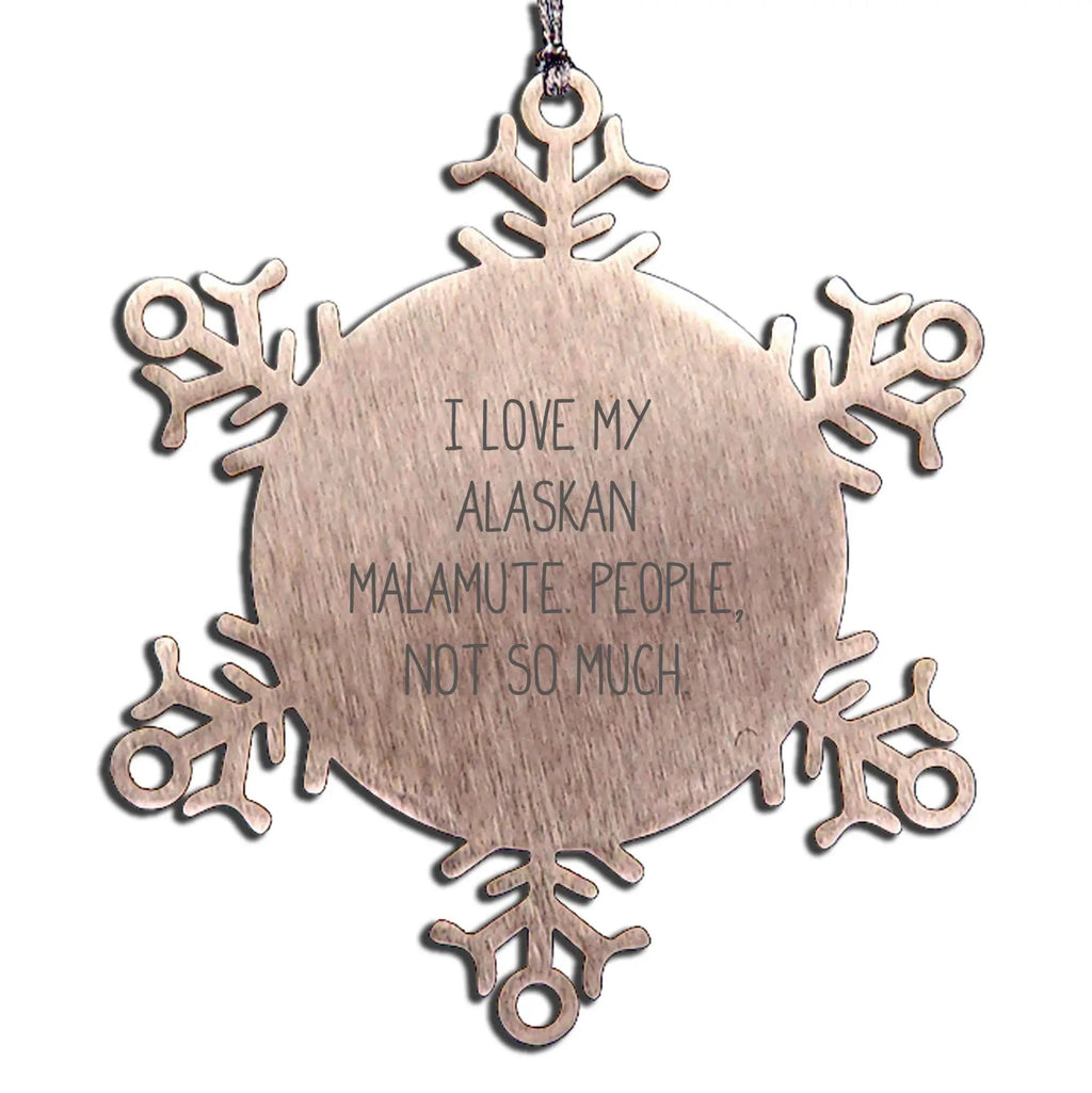 Funny Snowflake Ornament for Alaskan Malamute Lovers - Stainless Steel Shatterproof Christmas Keepsake - Mallard Moon