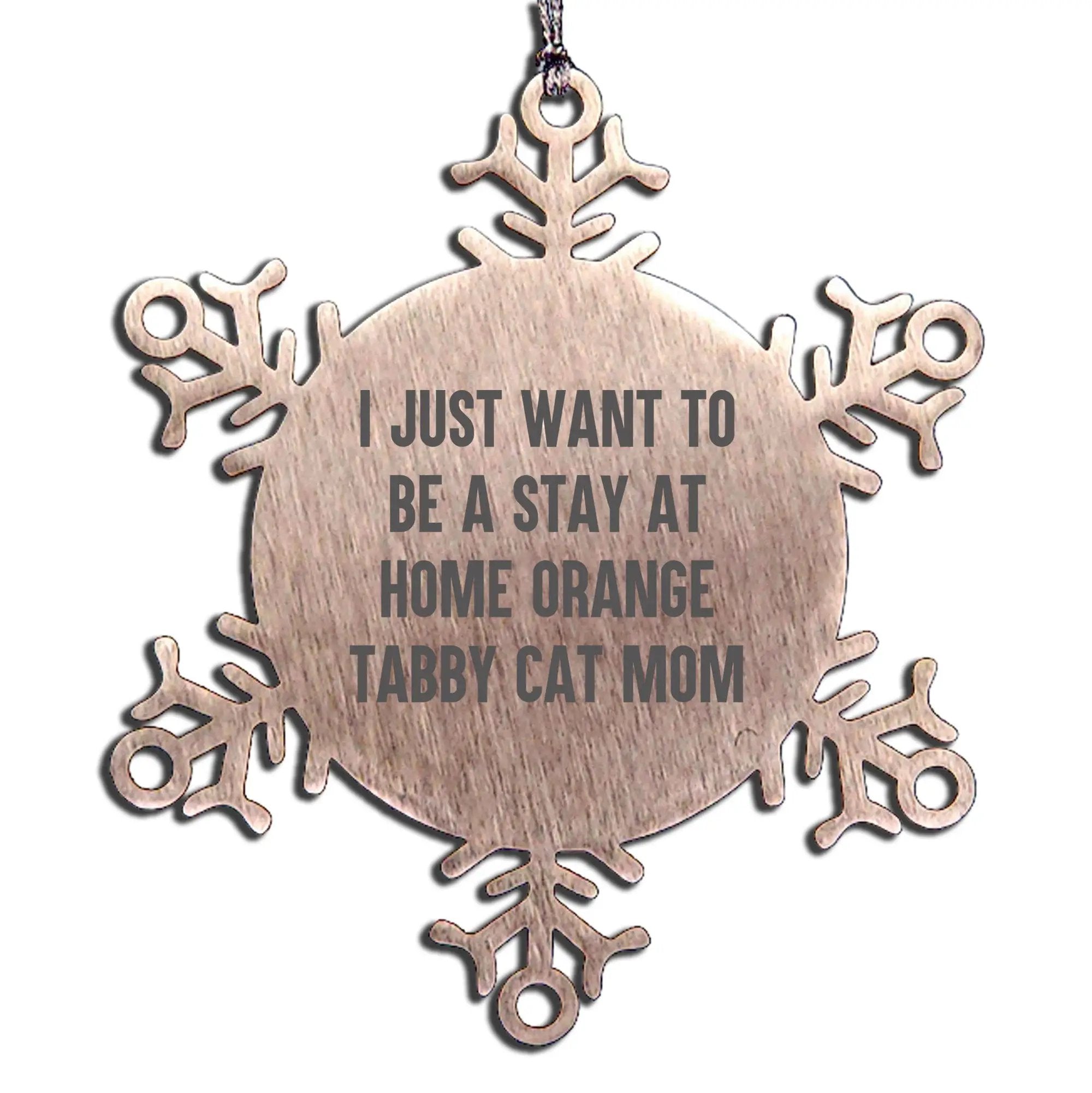 Funny Orange Tabby Cat Mom Gifts from Family for Christmas Unique Snowflake Ornaments - Mallard Moon