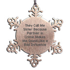 Unique Sister Gifts from the Partner in Crime Christmas Ornament Snowflake Stainless Steel