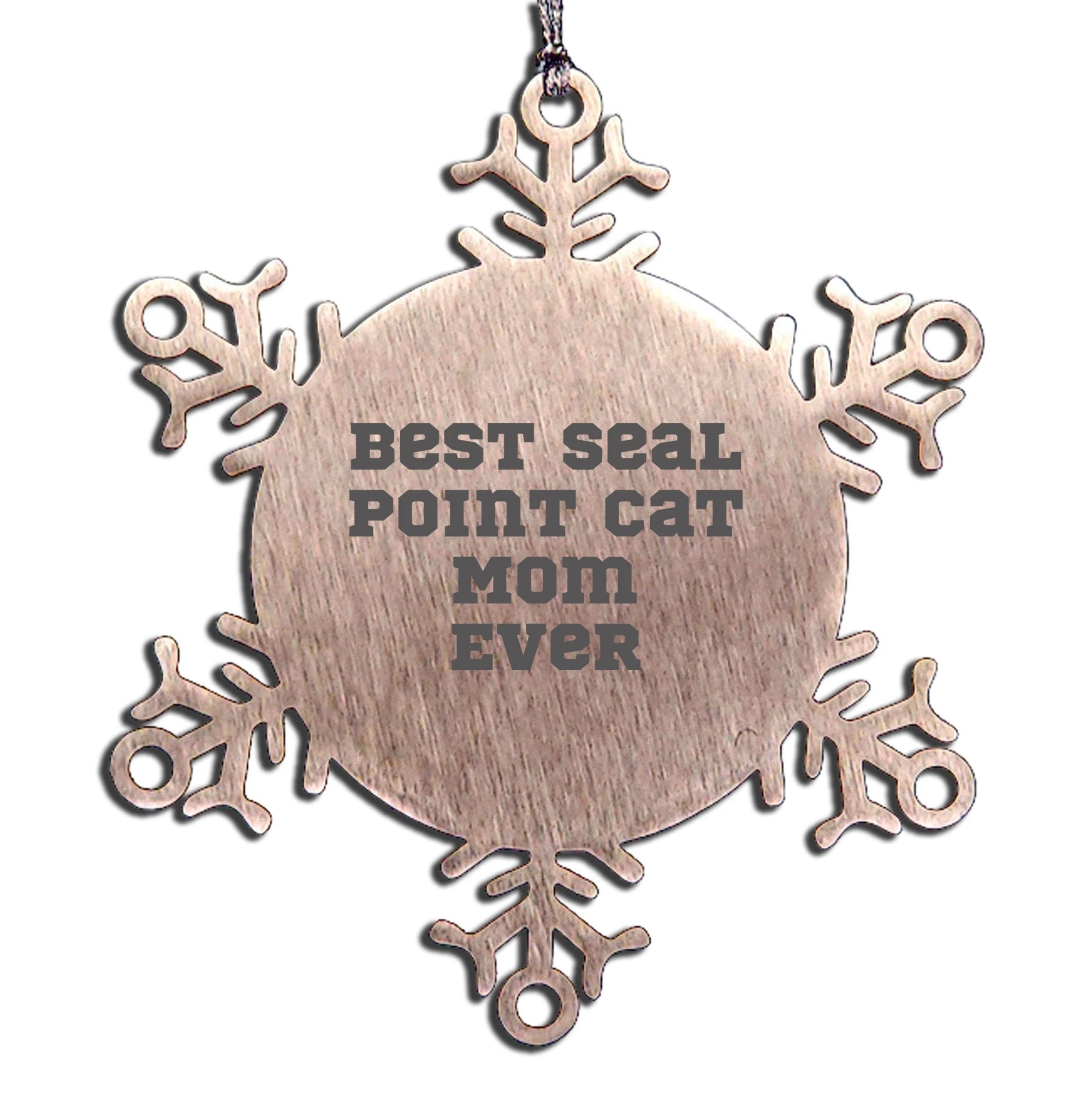 Funny Seal Point Cat Mom Snowflake Christmas Steel Ornament