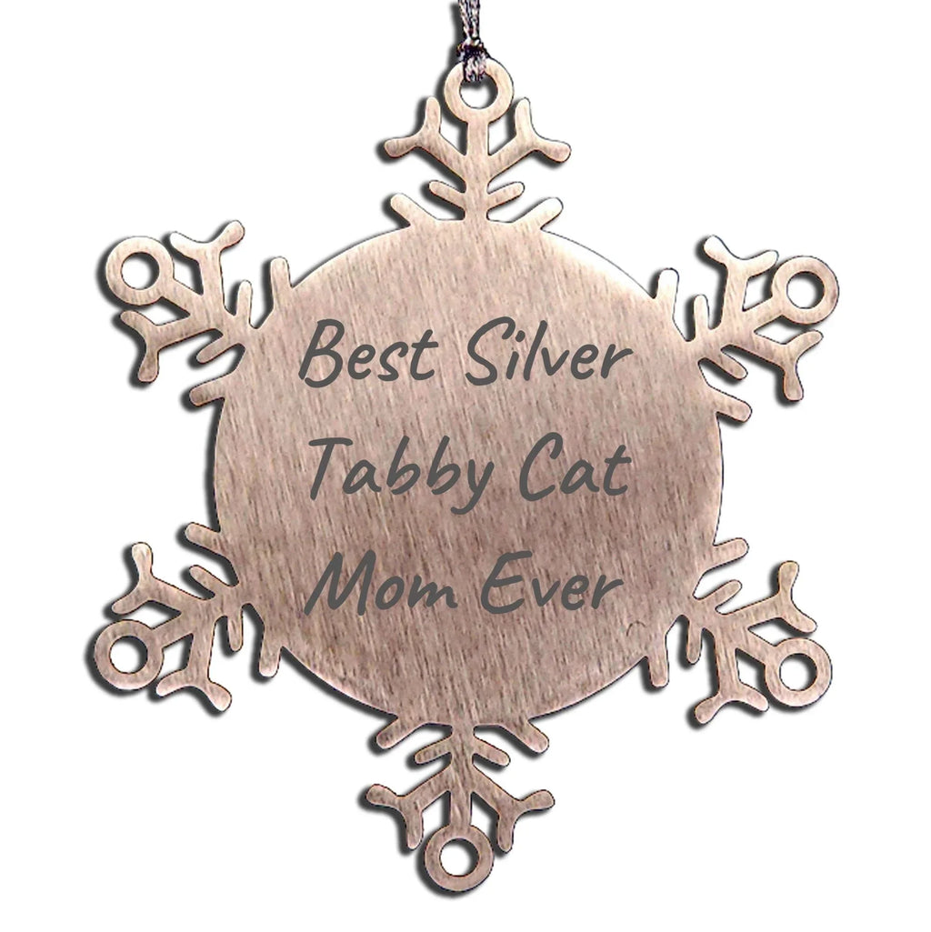 Silver Tabby Cat Mom Christmas Snowflake Ornament Gifts from Friends and Family