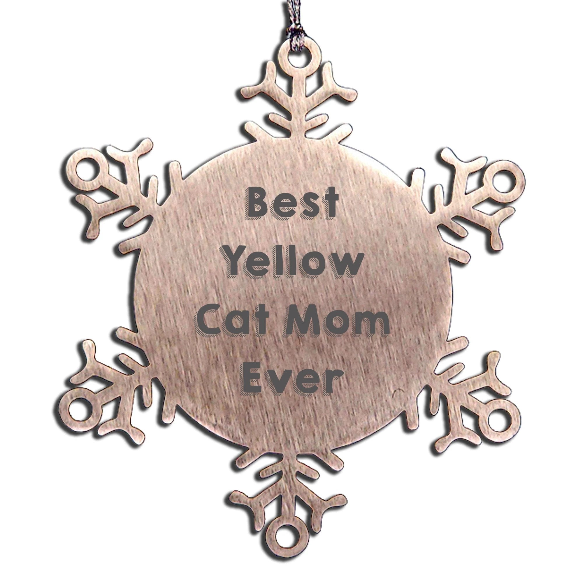 Yellow Cat Mom Meow This Christmas Snowflake Ornament Stainless Steel