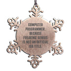 Computer Programmer Snowflake Ornament Funny Gift for Men Friends Coworkers from Family, Unique Christmas Unique Gifts for Programmers, Inspirational Computer Programmer Quote Snowflake Decoration