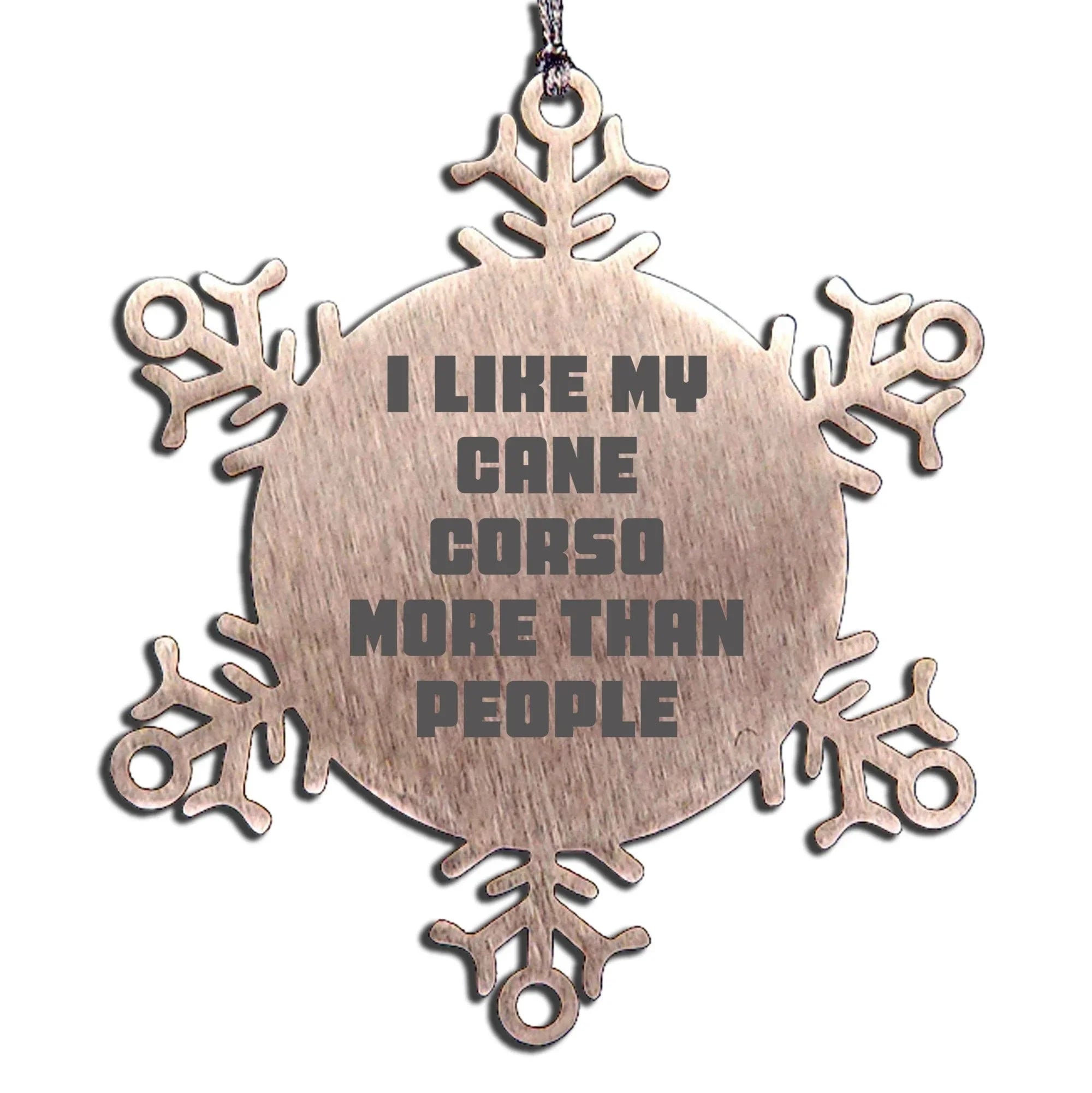 Cane Corso Lovers- I Love My Cane Corso- Snowflake Ornament- Shatterproof