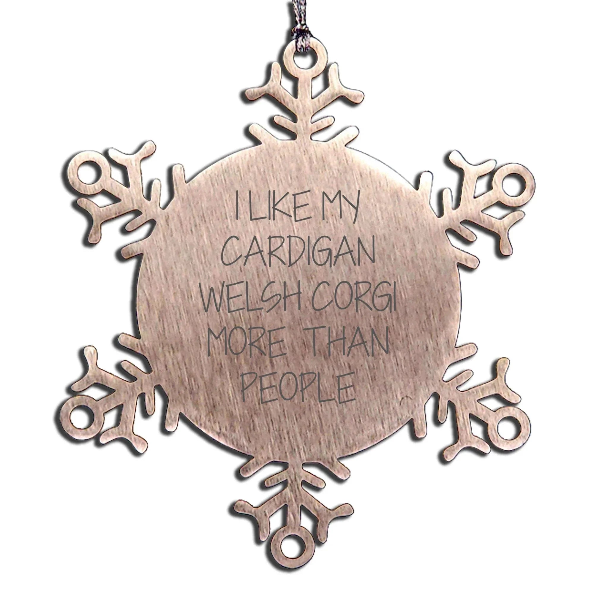 Funny Cardigan Welsh Corgi Dog Christmas Snowflake Ornament - I Like My Cardigan Welsh Corgi More Than People