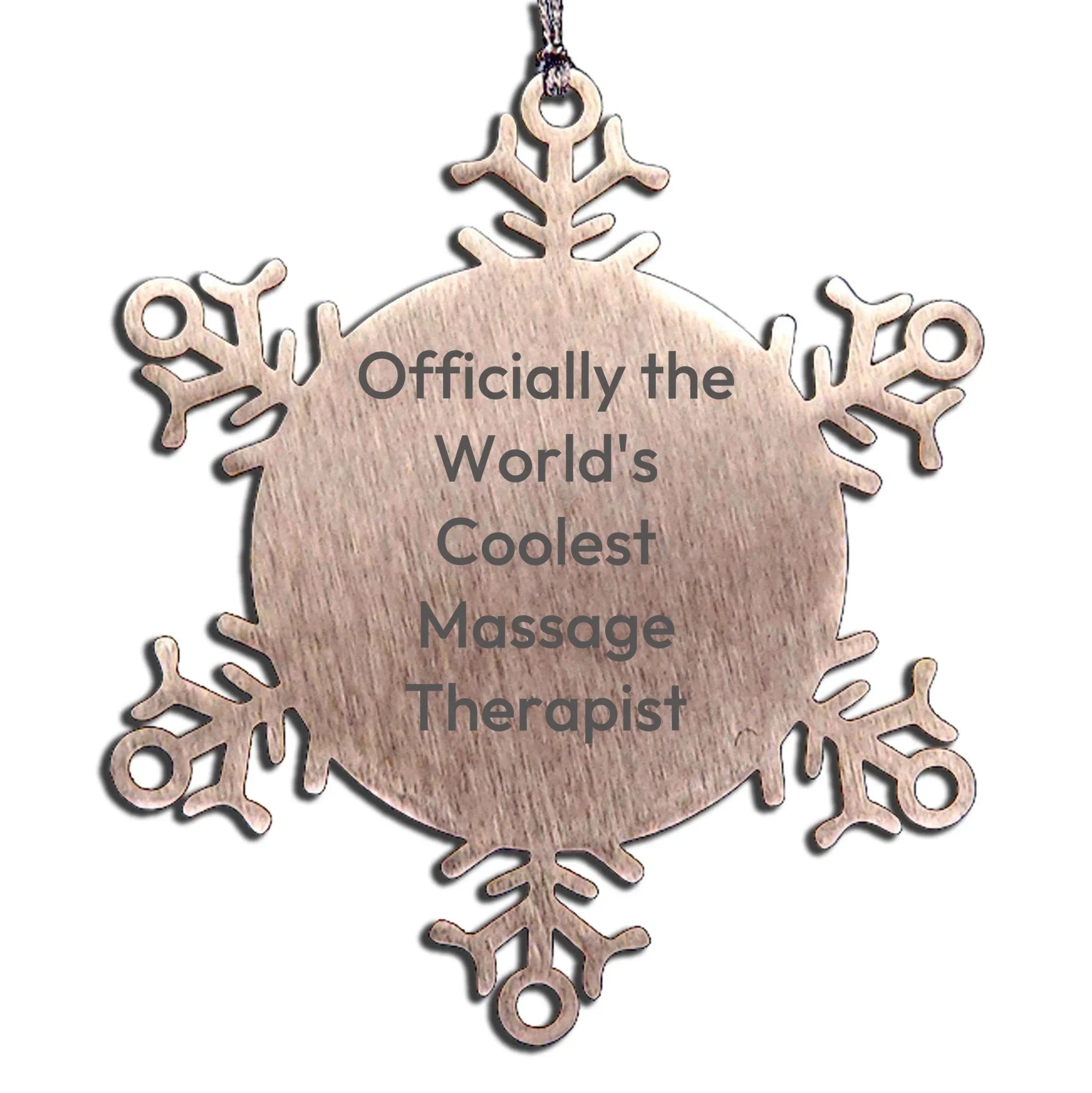 Funny Massage Therapist Christmas Snowflake Ornament with Quote 'Officially The World's Coolest Massage Therapist'
