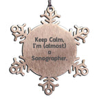 Funny Sonographer Gifts from Friends - Keep Calm I'm (almost) A Sonographer. Snowflake Ornament for Christmas