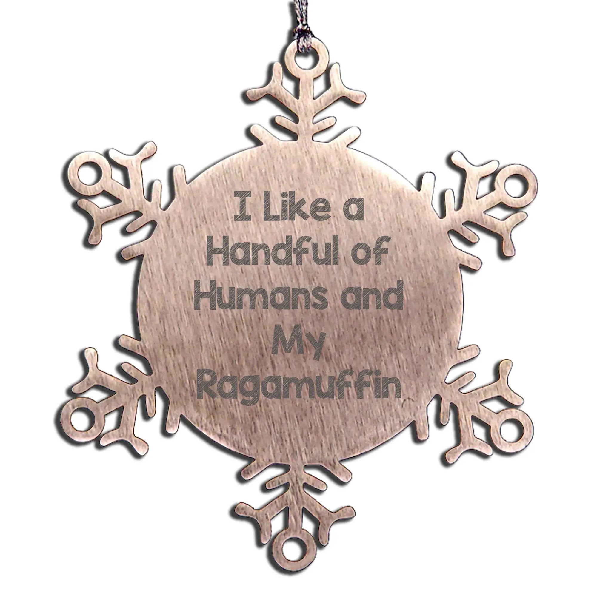 Funny Ragamuffin Cat Snowflake Ornament - I Like A Handful Of Humans And My Ragamuffin