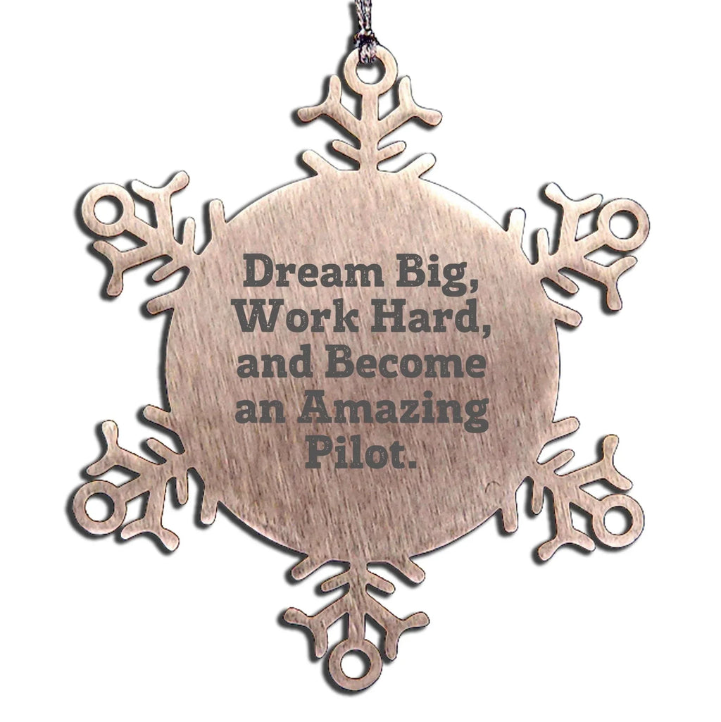 Pilot Steel Snowflake Ornament - Dream Big, Work Hard, And Become An Amazing Pilot
