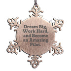 Pilot Steel Snowflake Ornament - Dream Big, Work Hard, And Become An Amazing Pilot