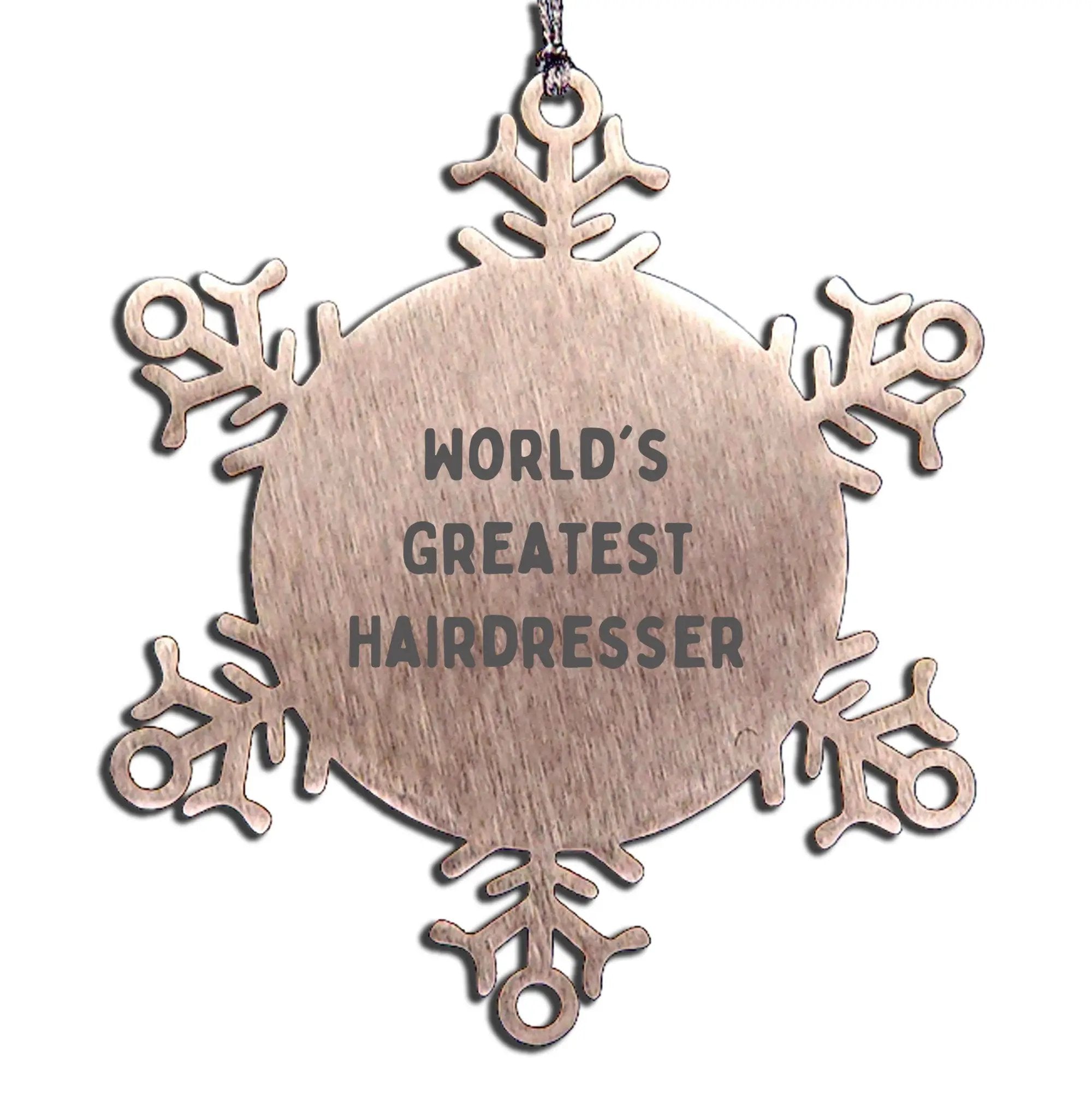 World's Greatest Hairdresser Funny Snowflake Ornament Gift - Mallard Moon