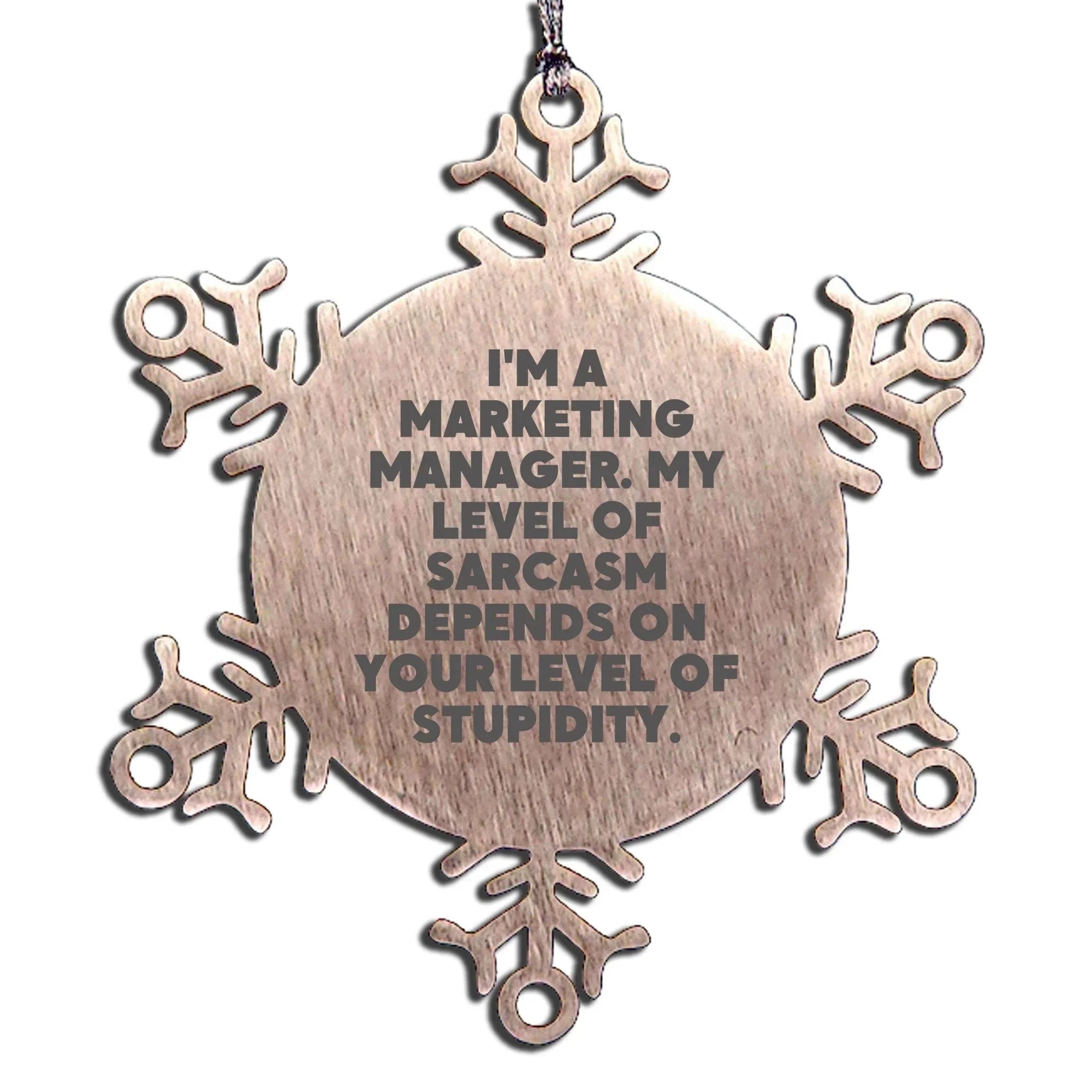 Funny Marketing Manager Snowflake Ornament Gifts from Friends and Family for Christmas