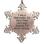 Hairstylist Snowflake Ornament, Funny Gifts from Friends to Hairstylist, Christmas Unique Gifts for Hairstylists