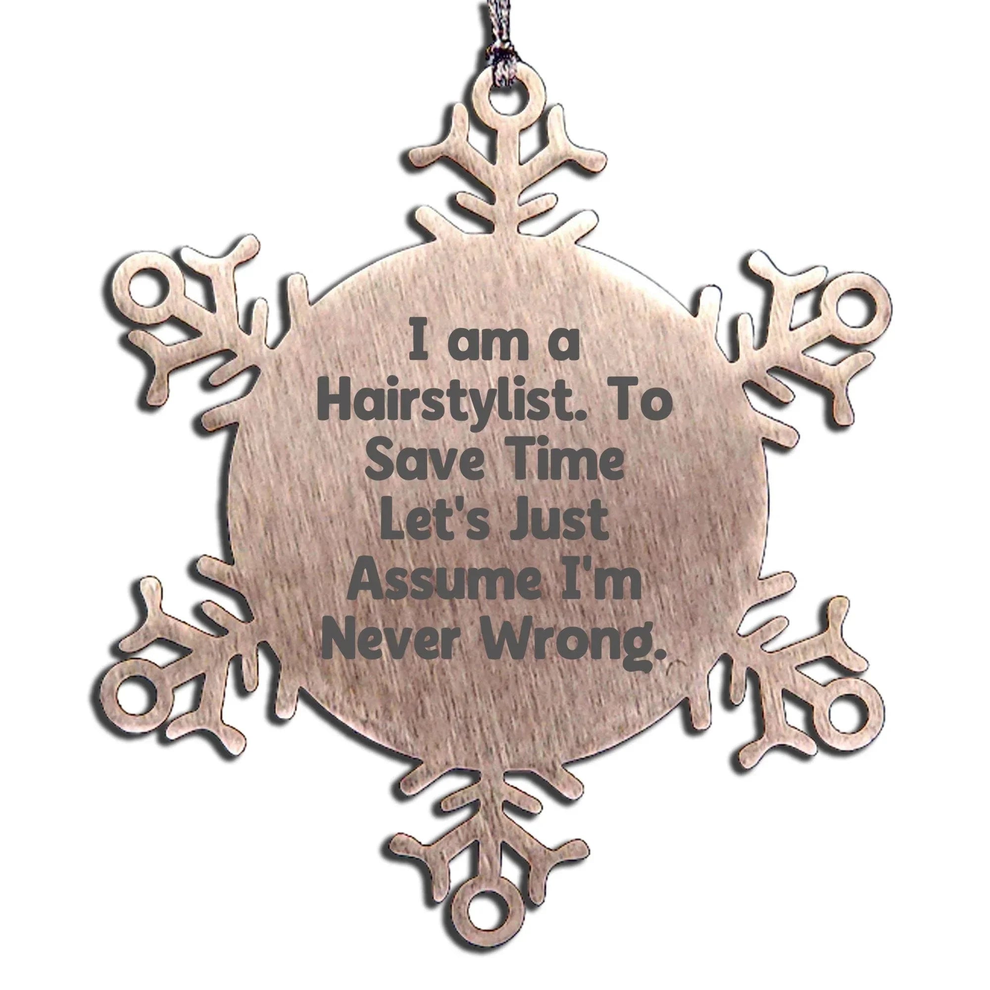 Hairstylist Snowflake Ornament, Funny Gifts from Friends to Hairstylist, Christmas Unique Gifts for Hairstylists