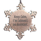 Assistant Snowflake Ornament with Funny Quote 'Keep Calm, I'm (almost) An Assistant.' - Unique Christmas Gift
