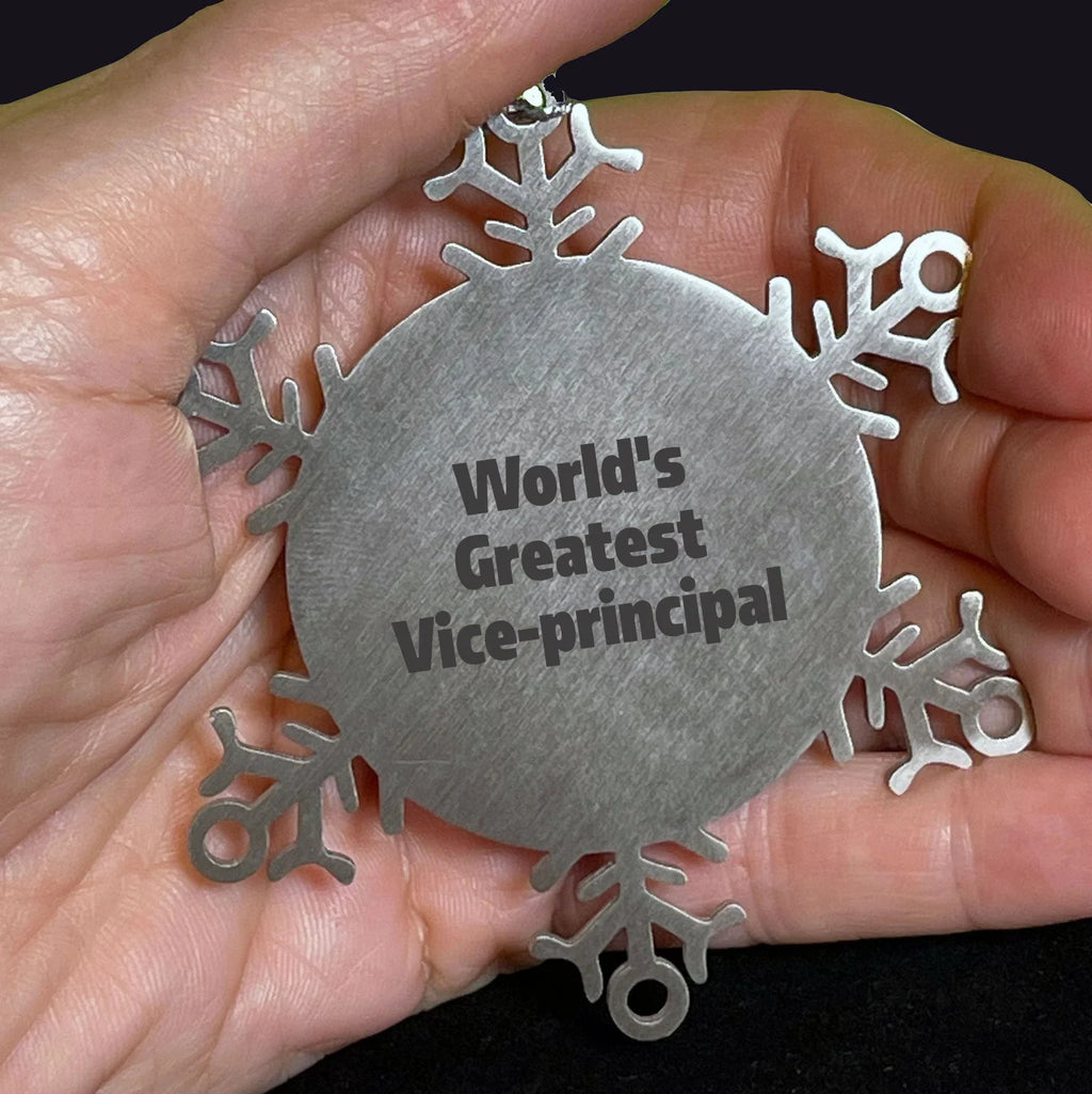 Proud World's Greatest Vice-principal Stainless Snowflake Ornament Shatterproof Keepsake
