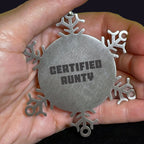 Funny Certified Aunty Christmas Snowflake Ornament Quote - Mallard Moon