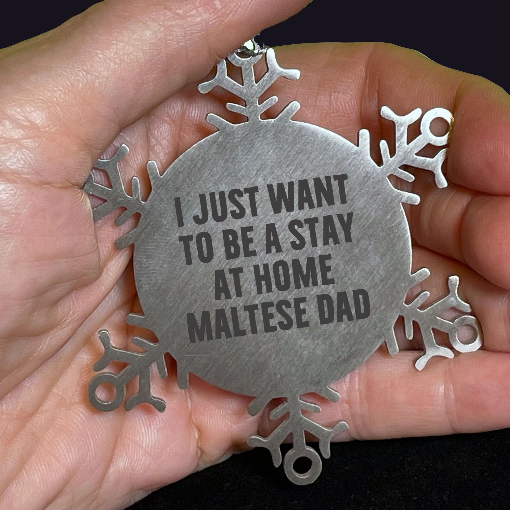 Funny Maltese Dog Gifts from Dad to Daughter Snowflake Ornament for Christmas Unique Presents