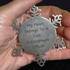 Law Enforcement Officer Snowflake Ornament - My Heart Belongs To A Law Enforcement Officer