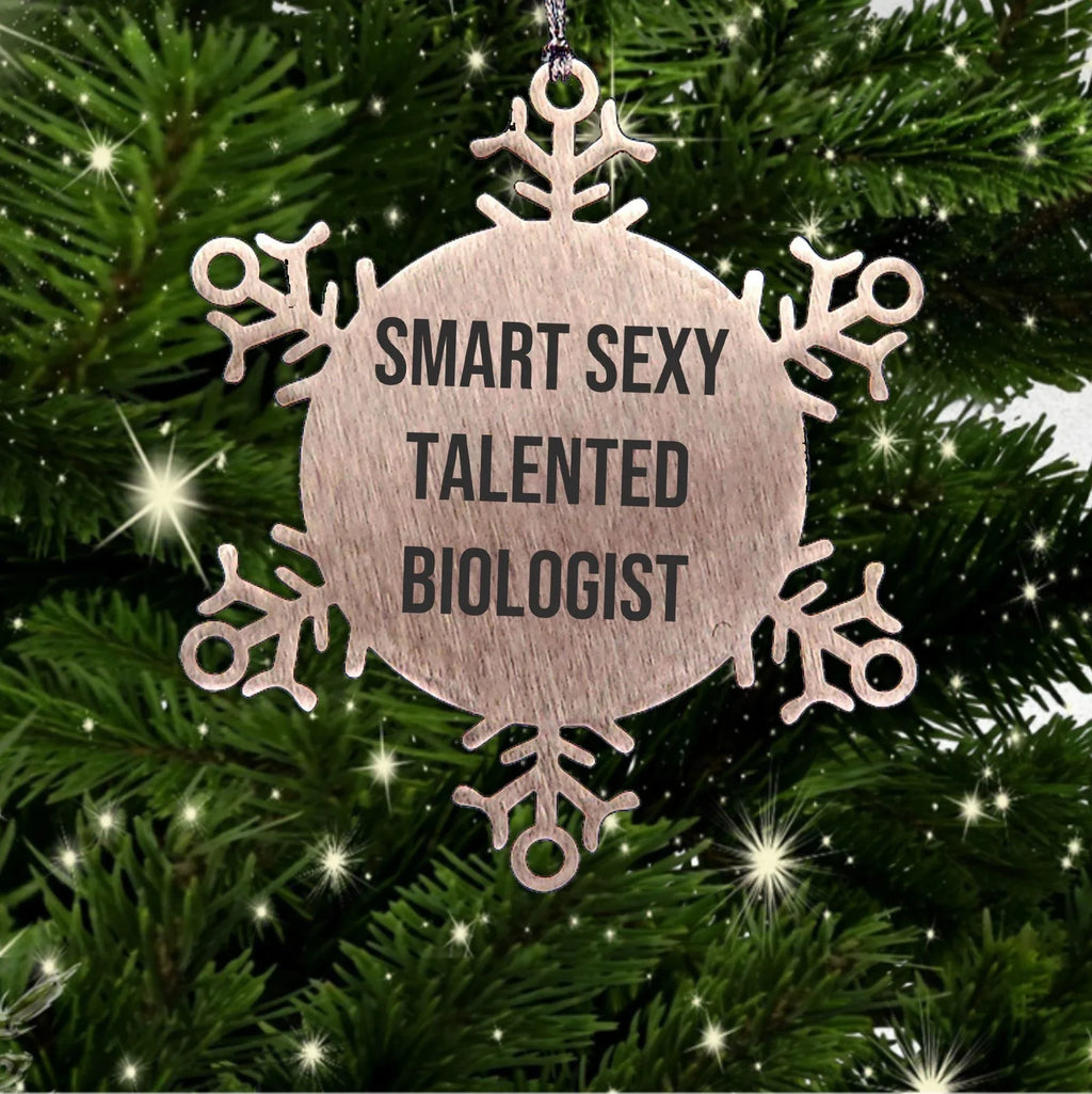 Smart Sexy Talented Biologist Christmas Unique Gift Idea Snowflake Ornament, Gifts from Friends to Biologist, Snowflake Ornament for Biologist, Funny Quote Christmas Ornament