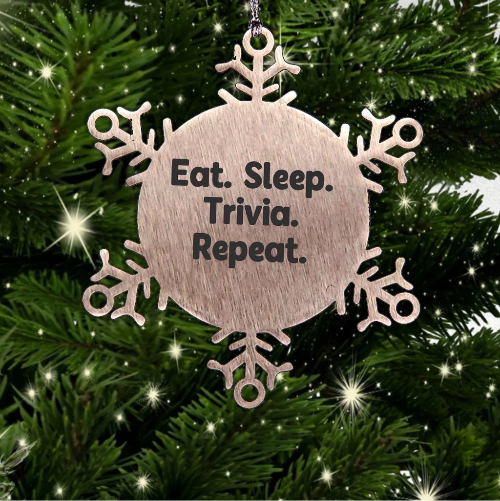 Trivia Snowflake Ornament - Eat, Sleep, Trivia, Repeat