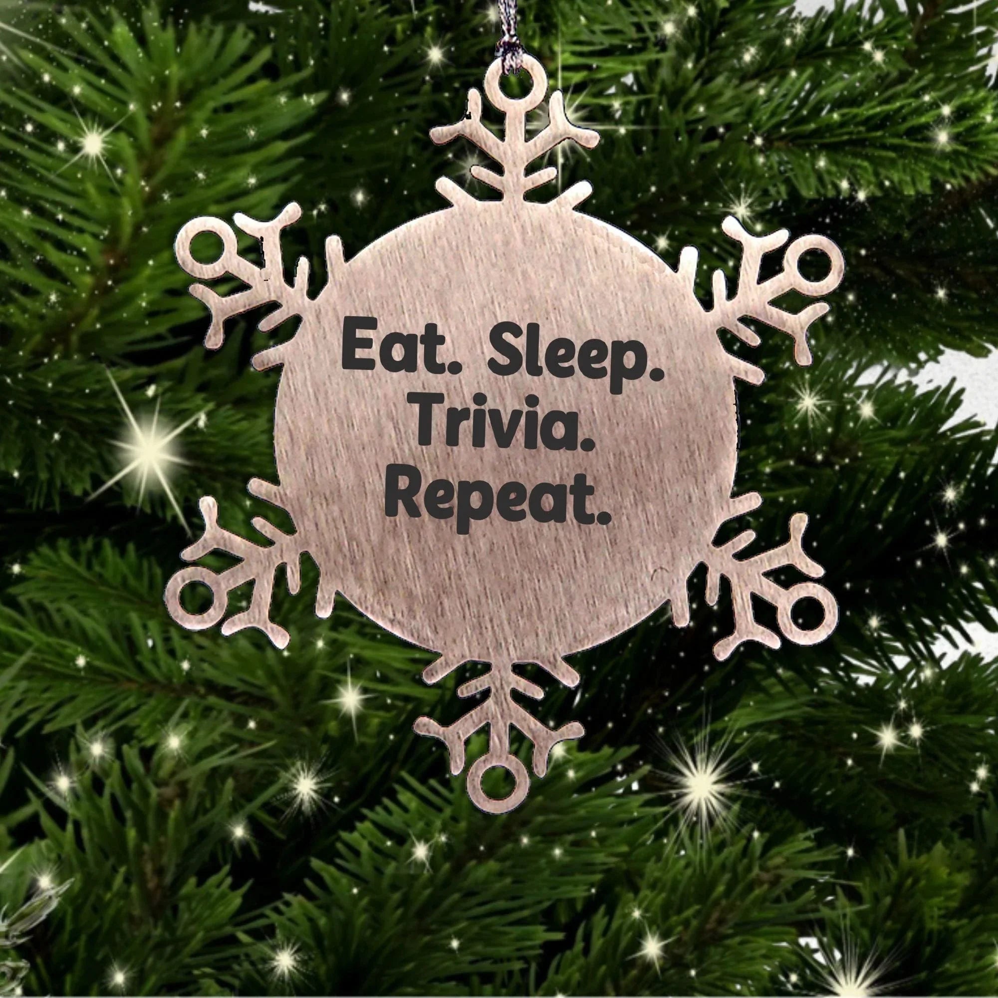 Trivia Snowflake Ornament - Eat, Sleep, Trivia, Repeat