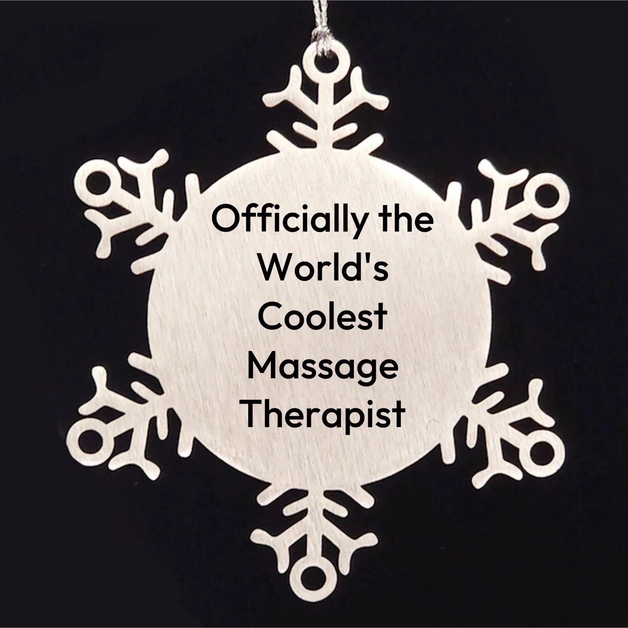 Funny Massage Therapist Christmas Snowflake Ornament with Quote 'Officially The World's Coolest Massage Therapist'