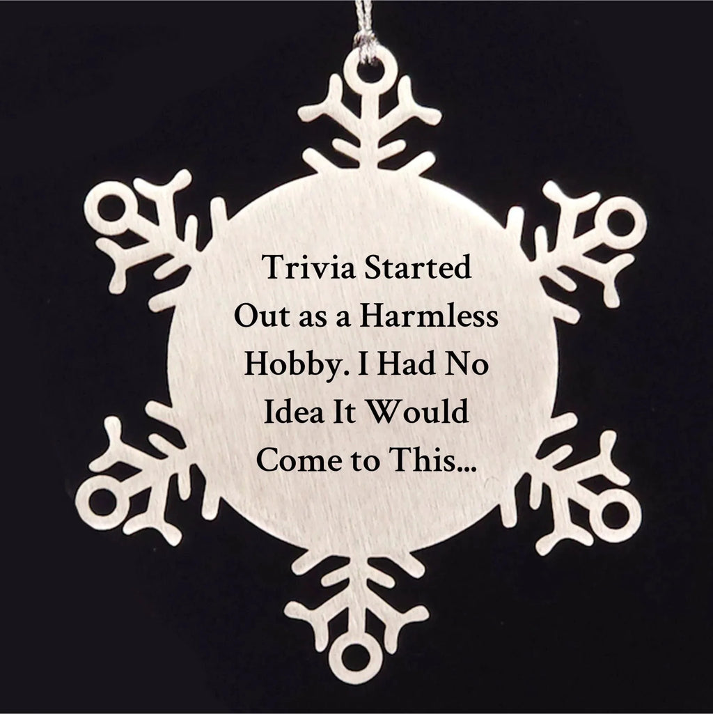 Trivia Snowflake Christmas Tree Ornament with Funny Quote