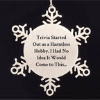 Trivia Snowflake Christmas Tree Ornament with Funny Quote