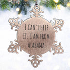 Alabama Snowflake Ornament - Premium Stainless Steel Shatterproof Christmas Gift for Alabama Pride