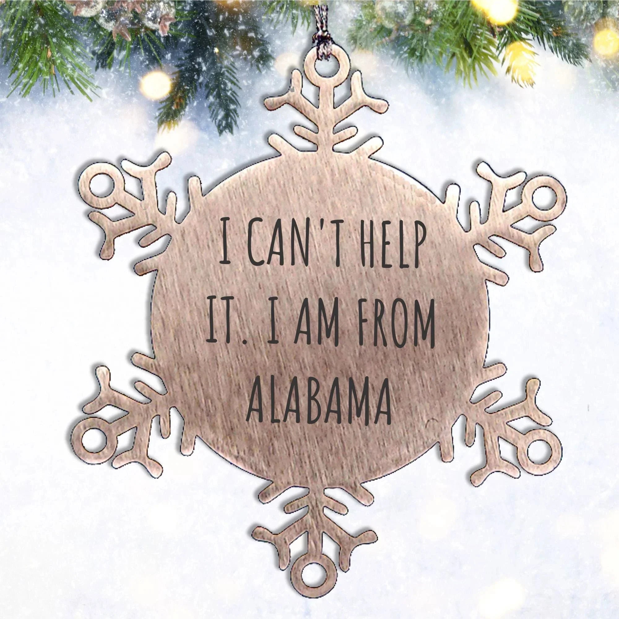 Alabama Snowflake Ornament - Premium Stainless Steel Shatterproof Christmas Gift for Alabama Pride